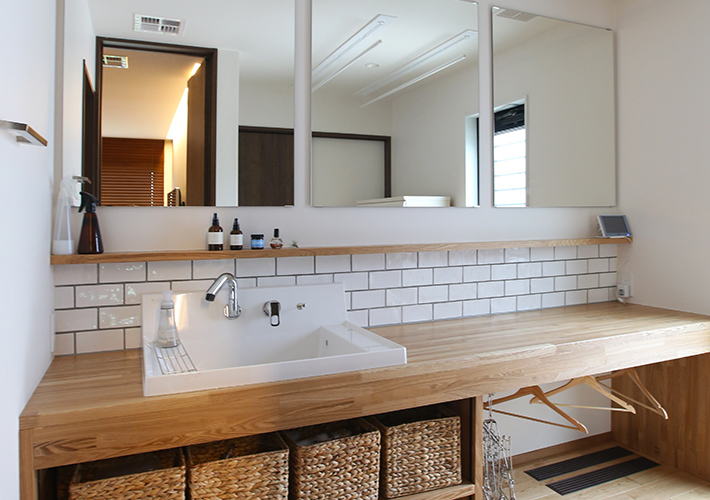 造作洗面で朝の効率を上げる