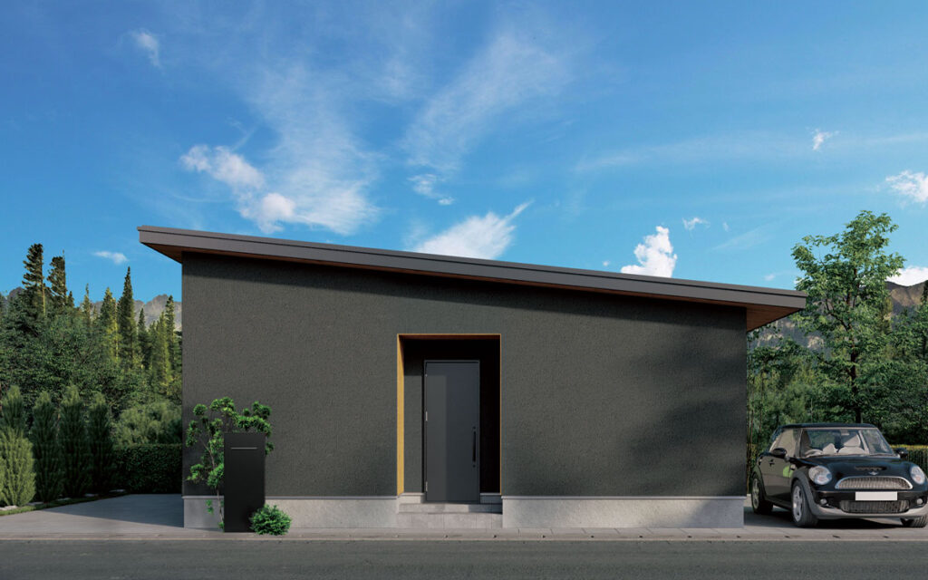 スタイリッシュな直線美の平屋の無垢の家