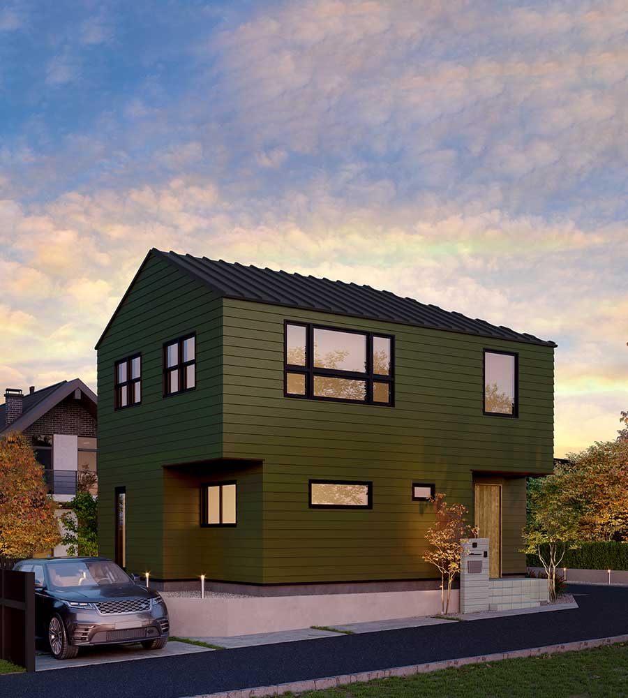 借景一体の２階リビングのあるスカンジナビアンモダンな無垢の家