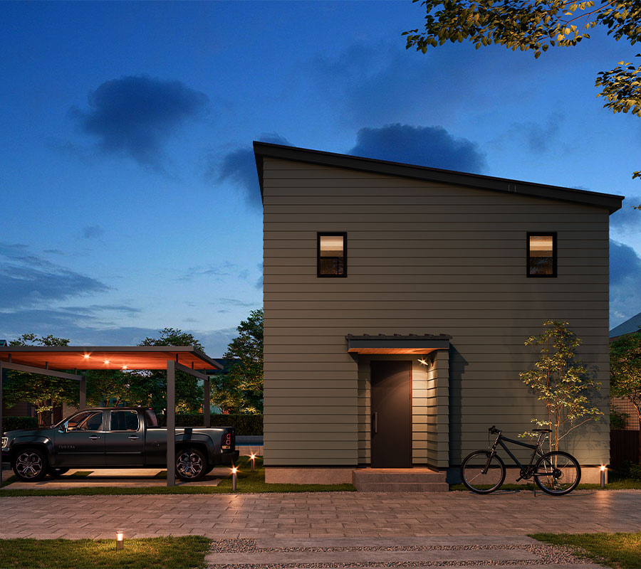 お家時間が楽しめるボルダリングと家事室のあるシンプルモダンな無垢の家