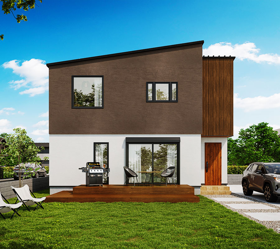 趣味を満喫する土間リビングとスキップフロアのある北欧モダンの家