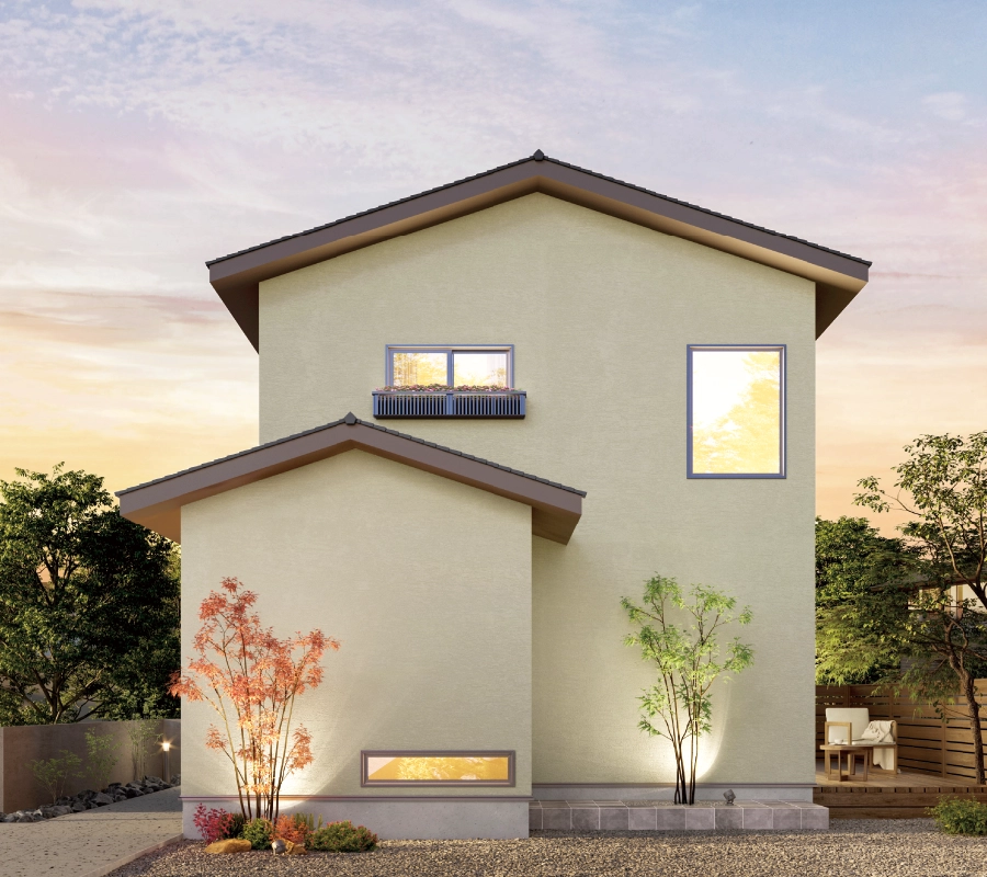 スキップフロアのある和モダンな自然素材の無垢の家