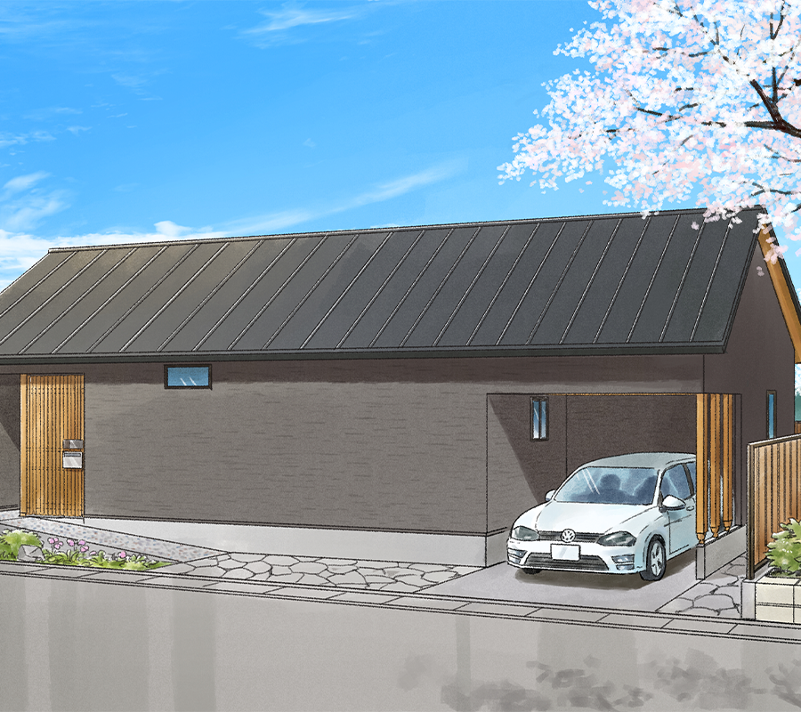 明るく落ち着いた和モダン平屋の無垢の家