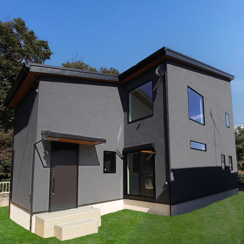 開放的なアウトドアリビングのあるナチュラルモダンな無垢の家