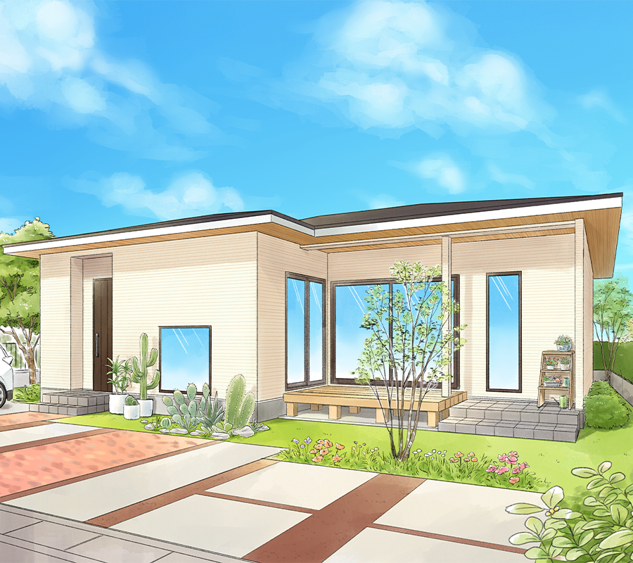 軒深テラスがある 自然素材の平屋住宅見学会