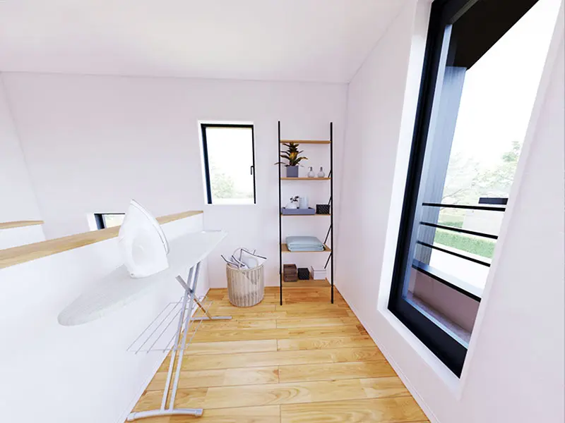 室内干しもできる便利な2階ホール