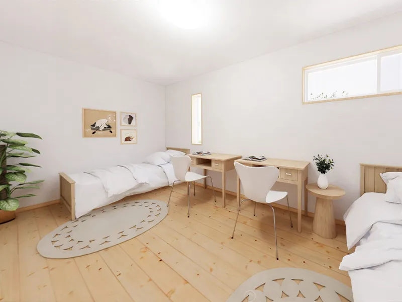 間仕切りで２部屋にもできるフレキシブルな洋室