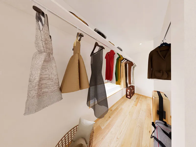 回遊性を利用したウォークインクローゼット