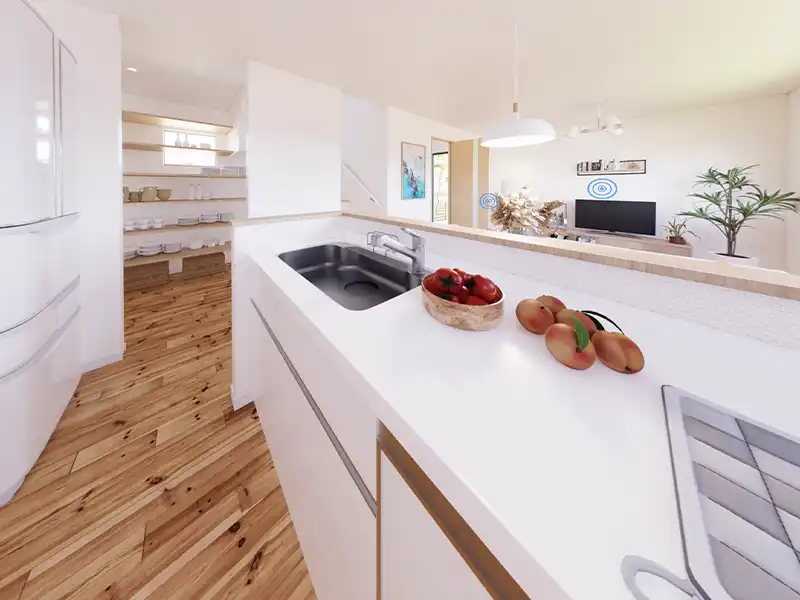 料理が楽しくなるオープンなキッチン