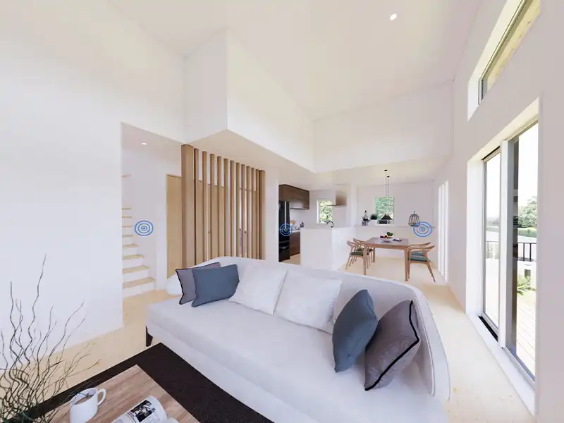 天井高く、幅広々の大開放のリビング